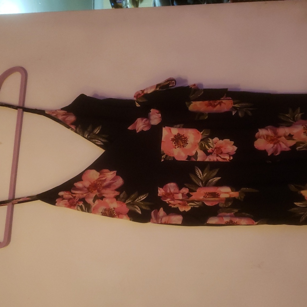 Derek Heart Black and Pink Floral Jumpsuit Flowing Silhouette